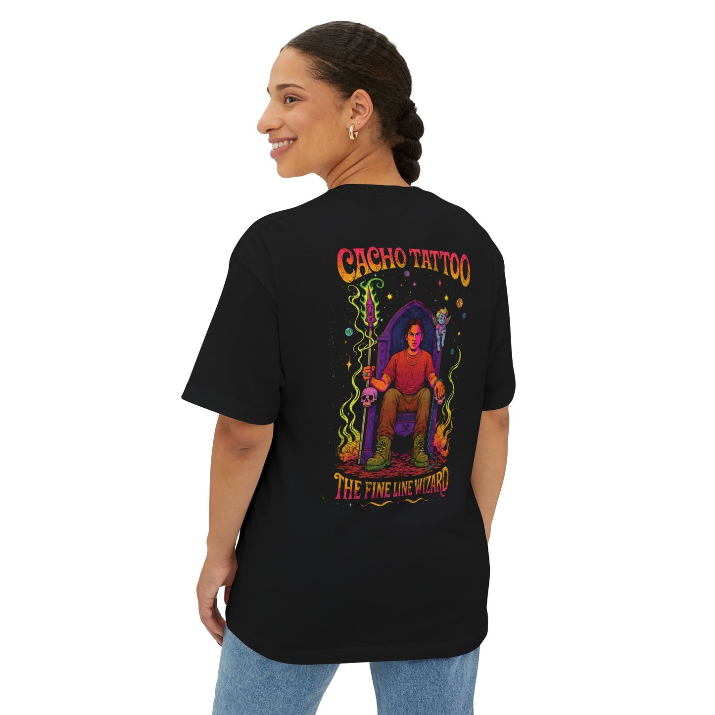 Cacho Tattoo Boxy Tee, Unisex Graphic Shirt, Oversized T-Shirt, Artful Casual Wear, Unique Gift for Tattoo Lovers, Streetwear Fashion
